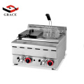 Commercial Kitchen Equipment Tabletop 8L+8L Stainless Steel Double Tank Gas Fryer